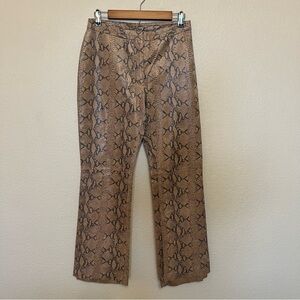 INC International Concepts 100% Leather Snake Print Brown Pants Size 6
